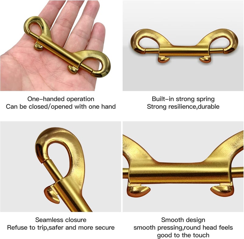 LOFIR 10 PCS Bolt Snaps Double Ended Hook Heavy Duty Trigger Button, 3.5 inch Metal Clip Zinc Alloy Traction Rope Buckle for Dogs, for Keychain Garage Feed Buckets Hammock Clothesline Fasteners Golden - Image 3